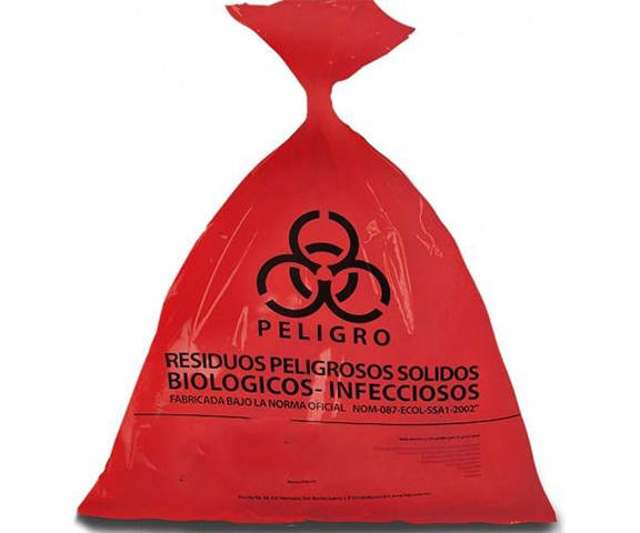 BOLSA BAJA DENSIDAD BIODEGRADABLE ROJA RPBI 100×120 CM 10/10 CAJA