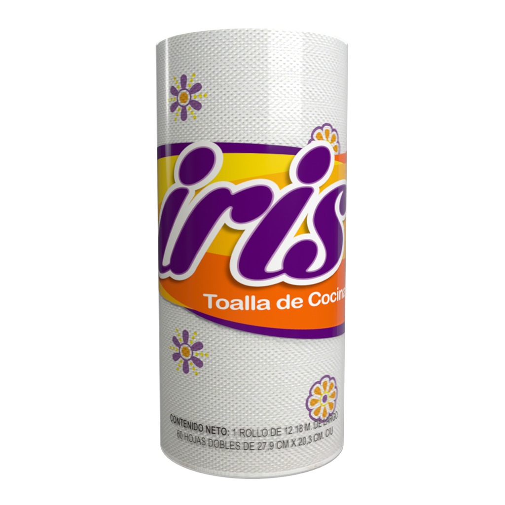 TOALLA DE COCINA IRIS IMPRESA 24 ROLLOS CON 60 HOJAS DOBLES