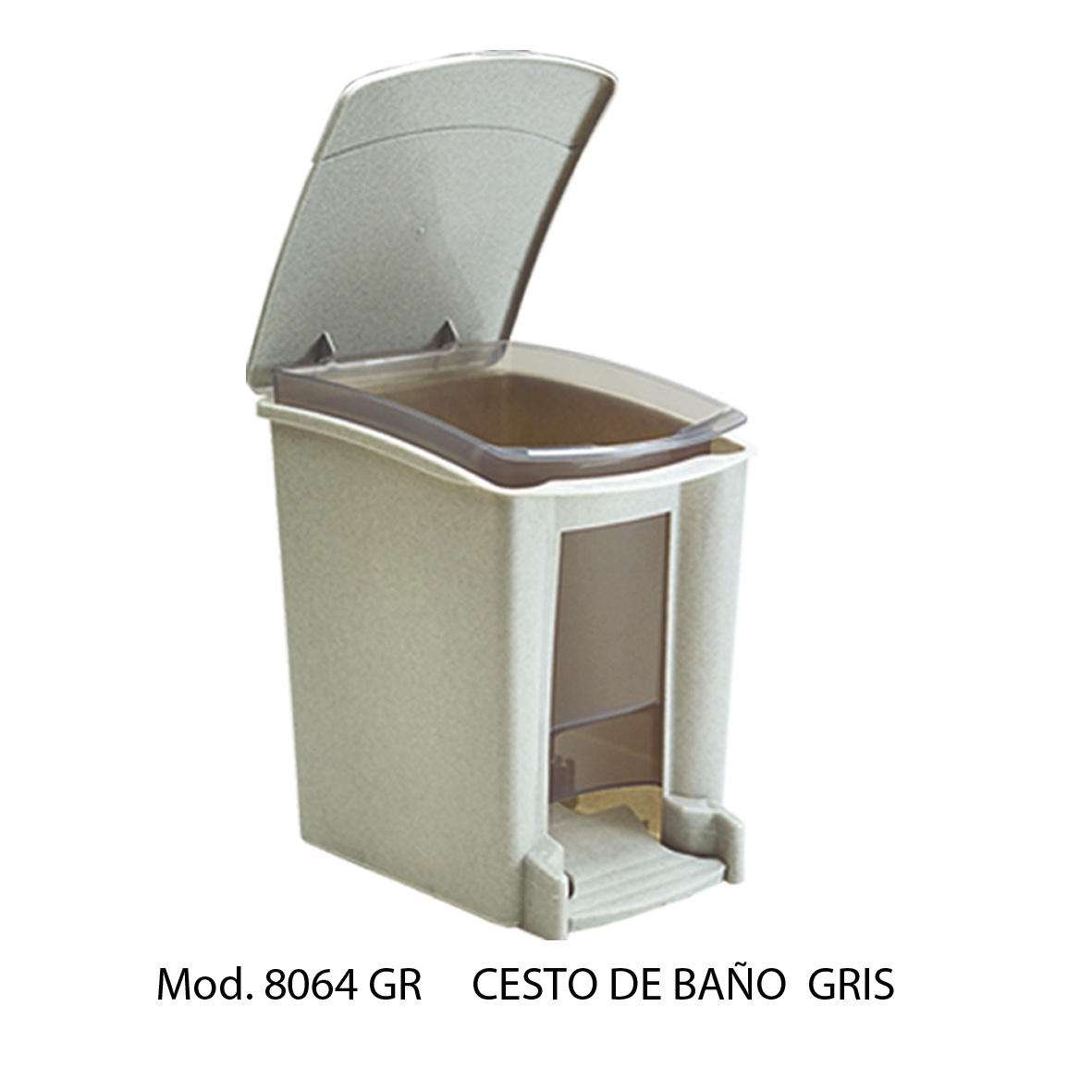 CESTO DE BAÑO GRIS CON PEDAL / 8 LITROS